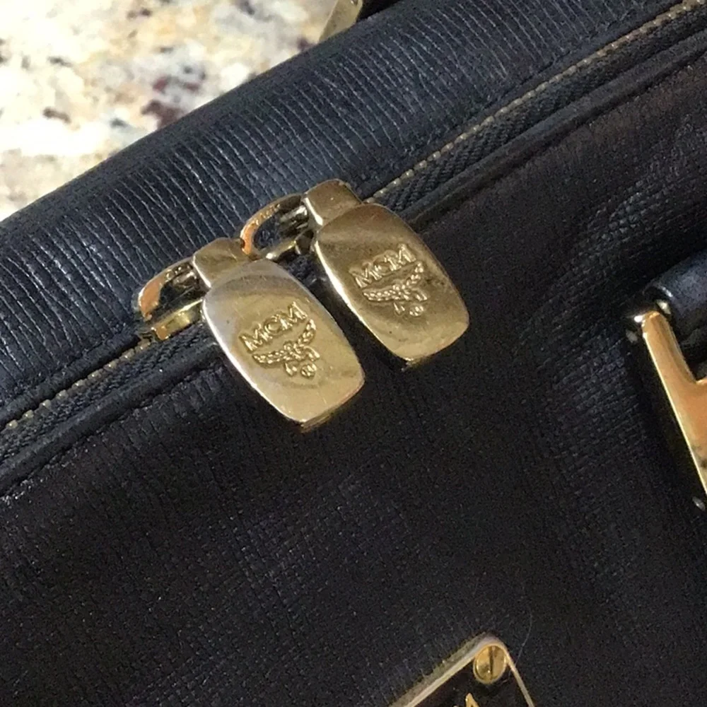 MCM Boston Black Leather Handbag